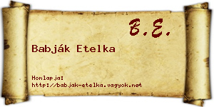Babják Etelka névjegykártya